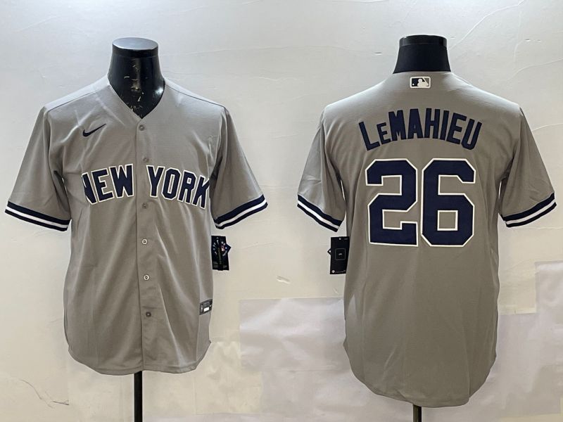 Men New York Yankees 26 Lemahieu Grey Game 2025 Nike MLB Jersey style 1